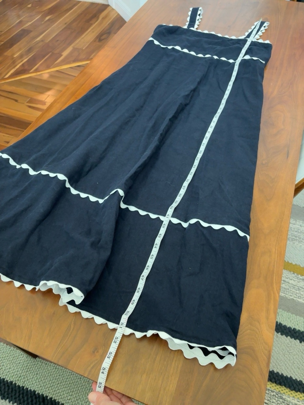 Cynthia Rowley Linen Blend Rickrack Trim Midi Maxi Dress Size XL - Picture 6 of 7
